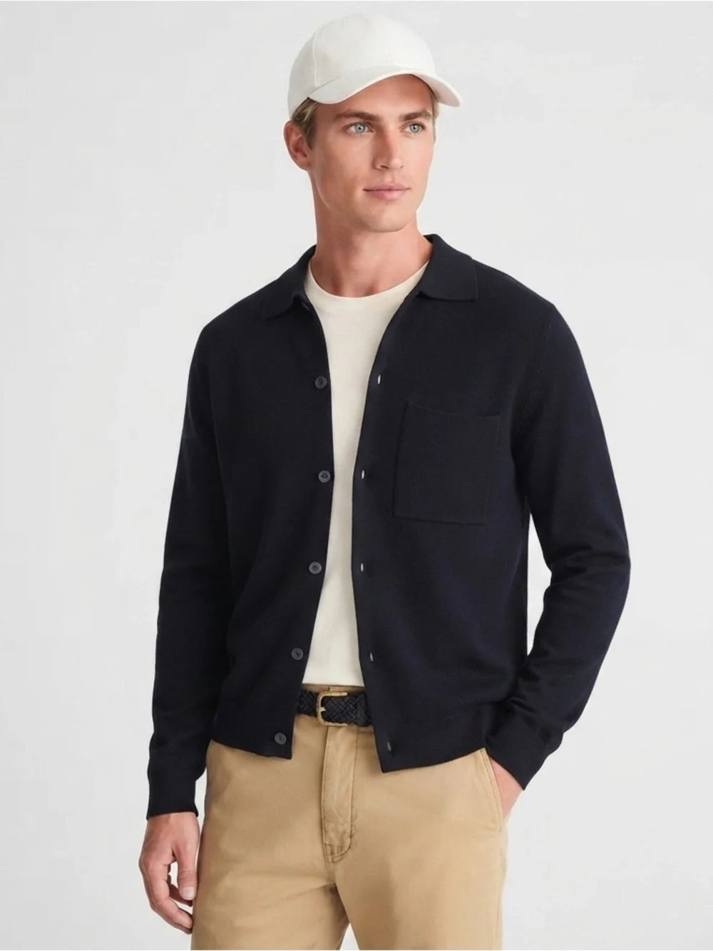 Madewell Men's Merino Wool Collared Cardigan Sweater Navy Size XXL NY126 New